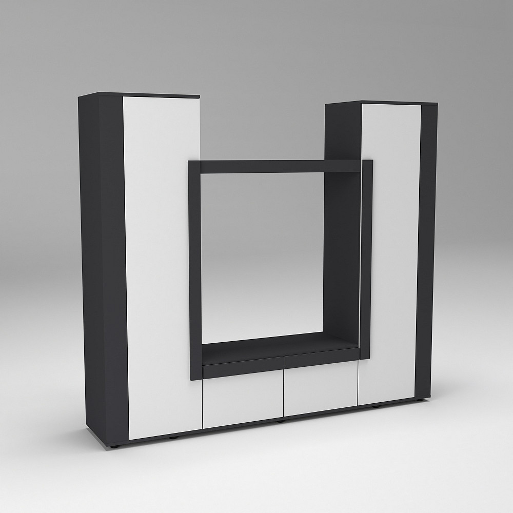 Стенка в гостиную под ТВ Эхо-4, Белый+Антрацит, 2080х420х1850 Львов - изображение 2