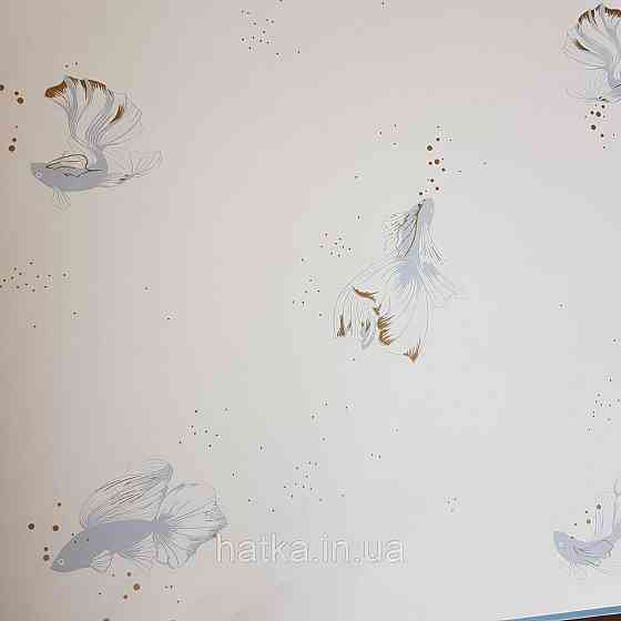 Шпалери вінілові на флізелін Caselio The Place to bed 0.53х10 м золота рибка блакитна на білому тлі Київ