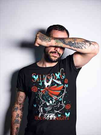 Футболка чоловіча з аніме принтом Холлов Кнігхт Сілксонг Вінтаге оверсайз (S/M/L) Чорний AnimeJ0008 Дніпро