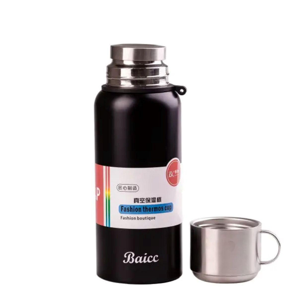 Термос з нержавіючої сталі з ручкою 1200 мл чорний HPGM8826 Київ - фото 2