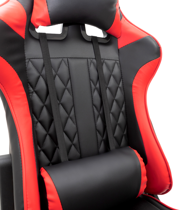 Геймерське комп'ютерне крісло з масажером, ергономічними подушками та підставкою для ніг, Чорний/Червоний (G899) Київ - фото 8