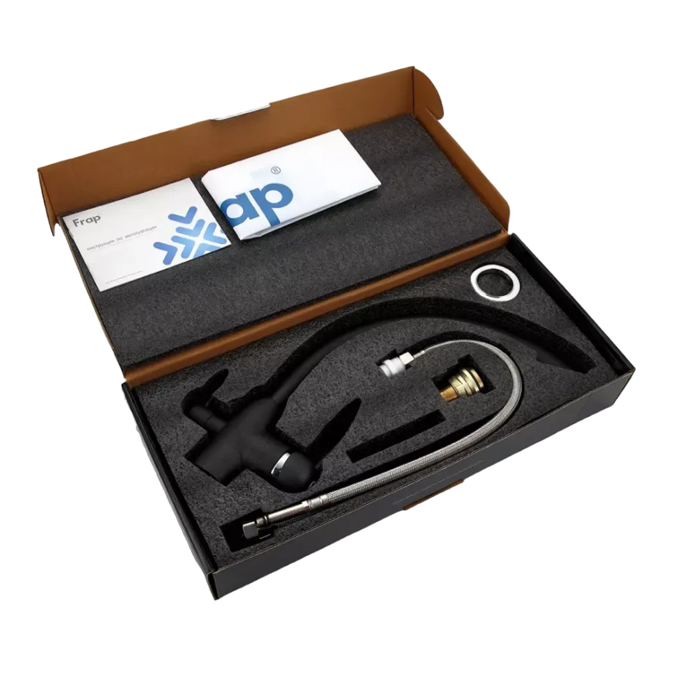 Змішувач для кухні з підключенням до фільтру Frap F4399-7, чорний Київ - фото 7