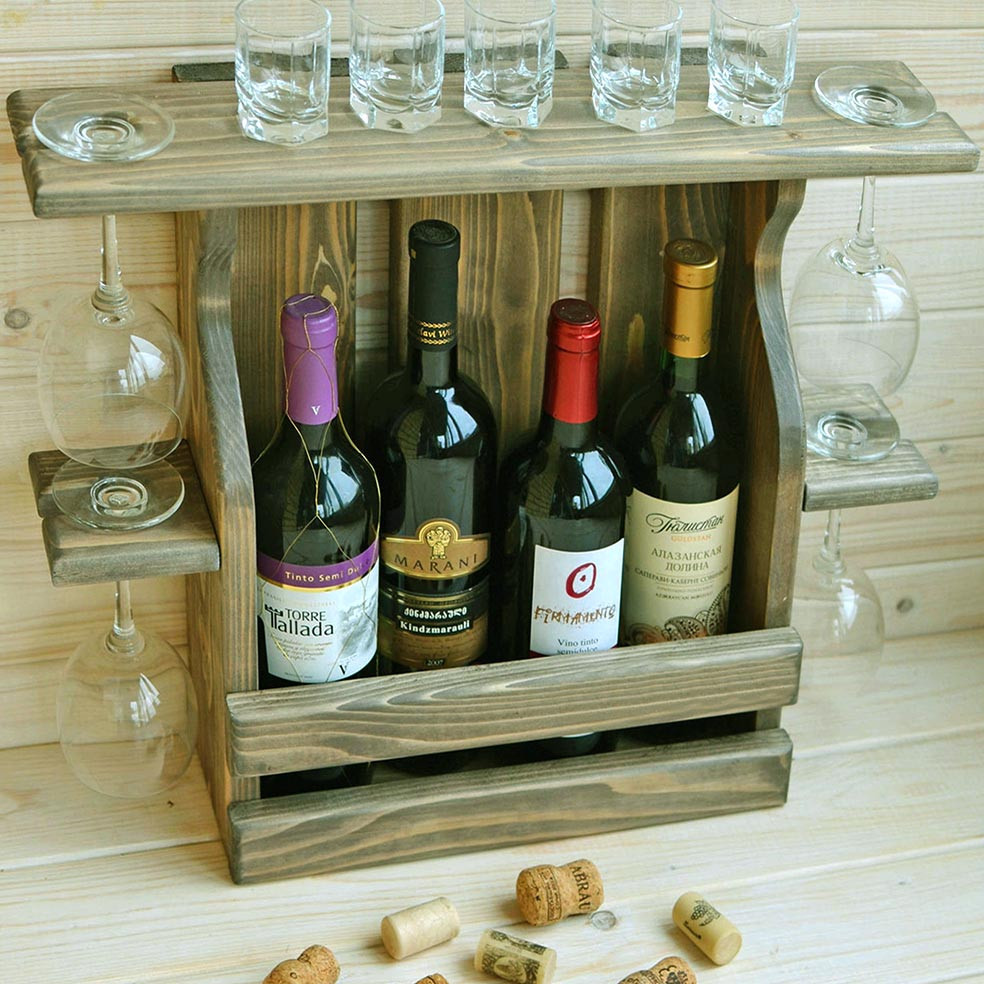 Настінна винна полиця "Накагута 4" маслина Миколаїв - фото 1