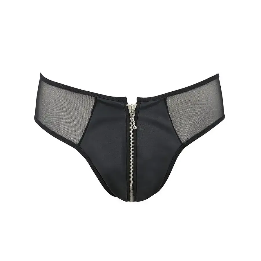 Чоловічі сліпи на блискавці Passion 042 SLIP TIMMY L/XL Black, екошкіра, сітка Львів - фото 5