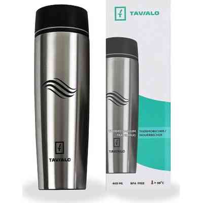 Термокружка Tavialo матовий сріблястий колір + 2 ущільнювальних кільця 460 мл (190460109) Винница