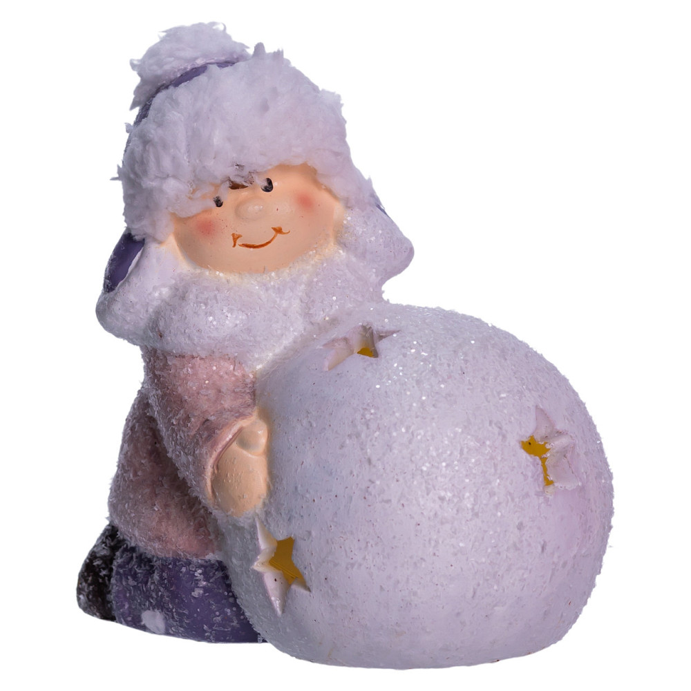 Yiwu Новорічна фігурка з підсвіткою Дівчинка зі сніговою кулею з фарфори 11×7×12 (см) новорічни Коломия - фото 2