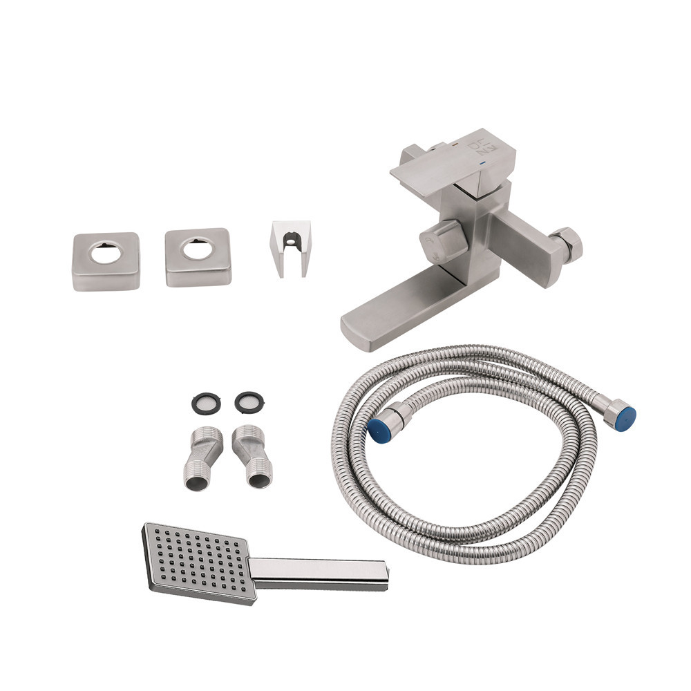 Змішувач для ванни Lidz Kubis 006 з поворотним виливом (з душовим гарнітуром) (k35) LDKUB006NKS28536 Nickel Київ - фото 5