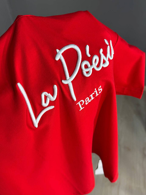 Футболка жіноча A-N 30103 базова з вишивкою La Poésie Paris однотонна, червоний, one size Київ - фото 10