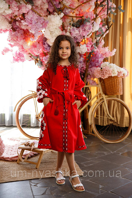 Дитяче вишите плаття натуральне полотно "Квіти Праги" р.134-152 Кривий Ріг - фото 5