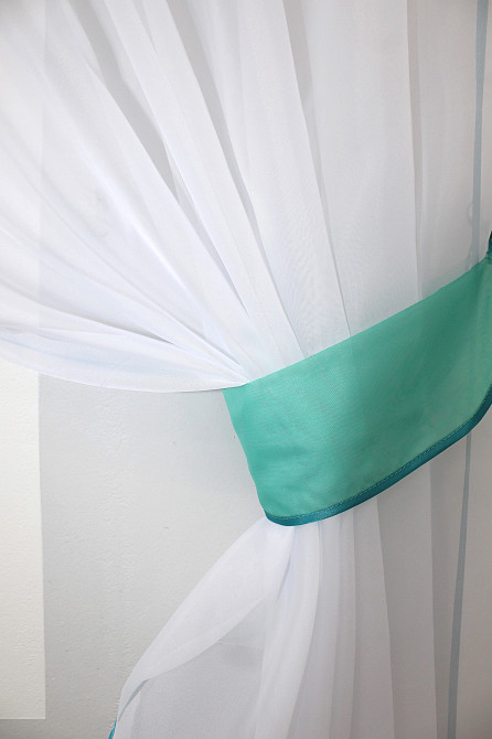 Кухонный комплект VR-Textil № 00к шторки с ламбрекеном белый с бирюзовым 200х170 см (59-818) Киев - изображение 3