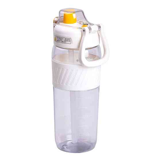 Пляшка для води 600 мл пляшка в школу для тренувань із трубочкою та ручкою 22 см Біла HP-14-42W Коломия