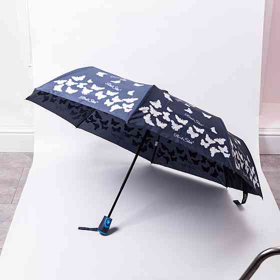 Зонт полуавтомат с принтом прочный из полиэстера диаметр 97 см Синий HP-23-2BL Киев