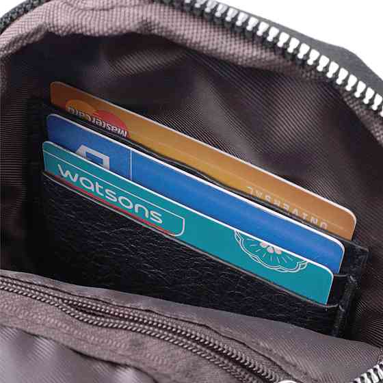 Сумка для жінок через плече з екошкіри з акцентом на текстильну лямку Vintage 22781 Чорний Київ