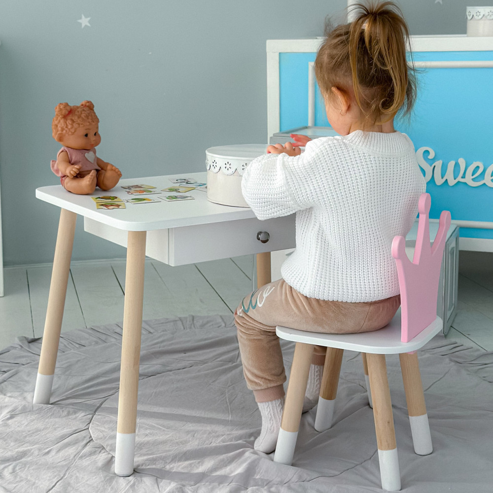 Дитячий столик зі стільчиком "Корона" біло-рожевий Київ - фото 9