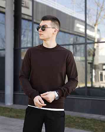 Світшот чоловічий однотонний шоколадний Pobedov 001 Київ