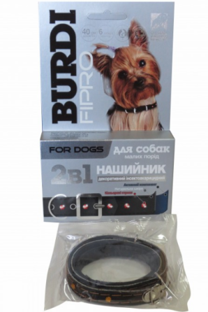 Ошейник Бурди Фипро от блох и клещей 2в1 собаки 40 см / 12 мм с украшениями (Красный) Киев