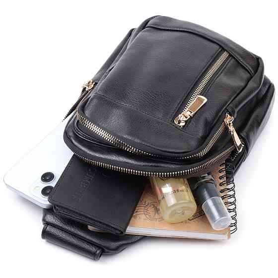 Практична слінг сумка для жінок з екошкіри Чорний (Vintage) Київ