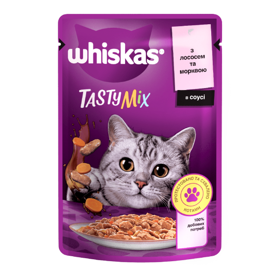 Whiskas (Вискас) Tasty Mix с лососем и морковью в соусе 85 г (блок 28 шт) Винница