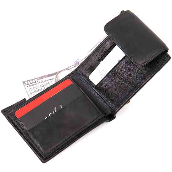 Портмоне унісекс з ланцюжком Vintage 20424 Чорне Київ