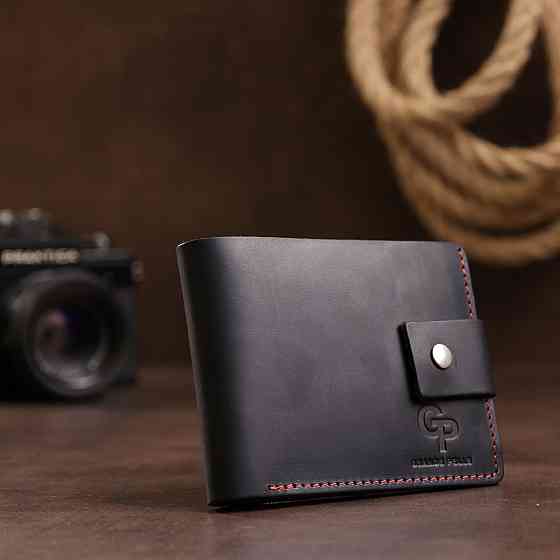 Кожаное матовое портмоне унисекс GRANDE PELLE 11542 Черный Киев