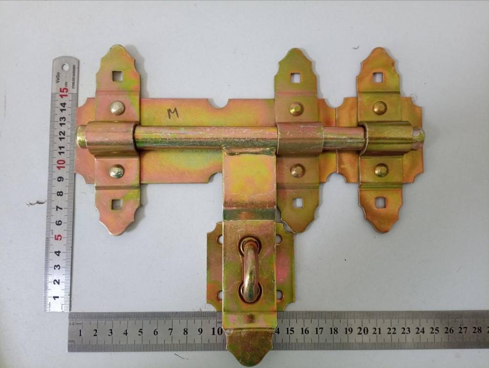 Засув круглий в жовтому оцинку на ворота 250мм "P-o" Київ - фото 1