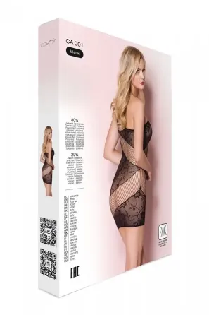 Сітчаста чорна міні-сукня на одне плече з контрастним малюнком Casmir CA001 Львів