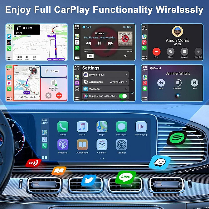Бездротовий адаптер CarPlay для Apple iOS 12+ для авто 2017-2024р, перетворення провідного Карплей, Bluetooth Wi-Fi Київ - фото 2
