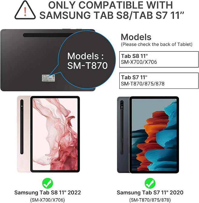 Чохол-книжка з Bluetooth клавіатурою для планшета Samsung Galaxy Tab S8 / S7 11 дюймів Дніпро - фото 5