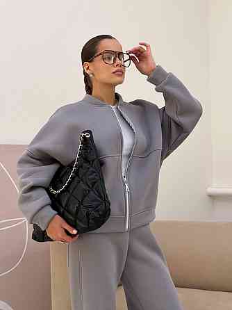 Жіночий теплий костюм-двійка з широкими штанами Сірий 42/46 Харків