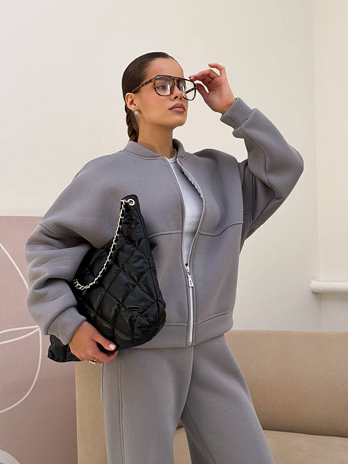 Жіночий теплий костюм-двійка з широкими штанами Сірий 42/46 Харків - фото 3