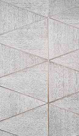 Шпалери вінілові на флізеліні Marburg Travertino 1.06х10 фігури трикутники смуги структурні сірі 3д Київ