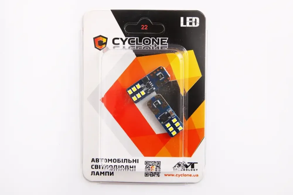 Лампа диодная 12В безцок. T10 12-SMD 2016 CAN Cyclone 300лм (2 шт.) Винница - изображение 2