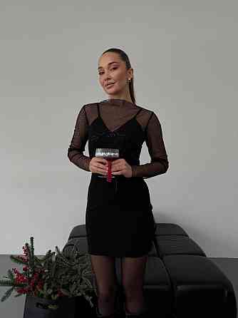 Женское праздничное мини платье с блестками креп дайвинг сетка 46/48 Одесса