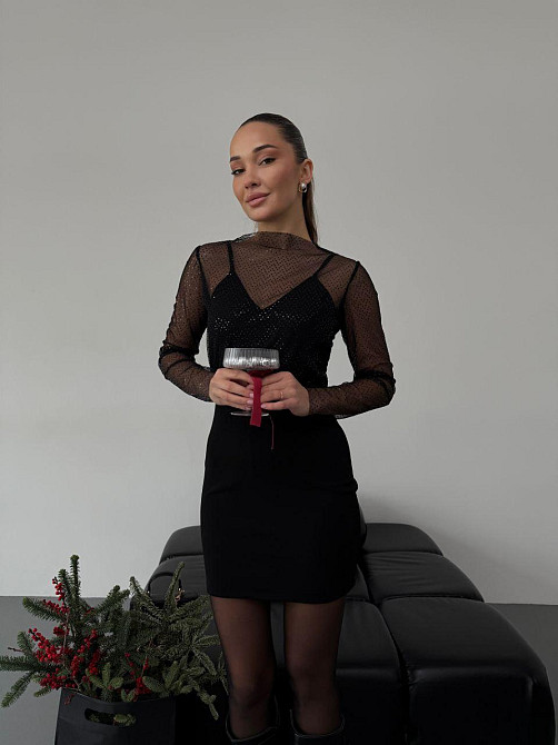 Женское праздничное мини платье с блестками креп дайвинг сетка 46/48 Одесса - изображение 6