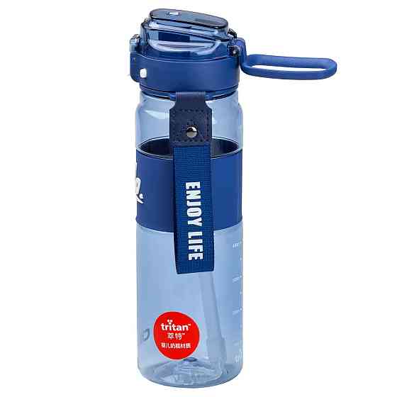 Happy Life Пляшка для води 860 мл тритан з ремінцем і ручкою Синя HP17303BL Київ