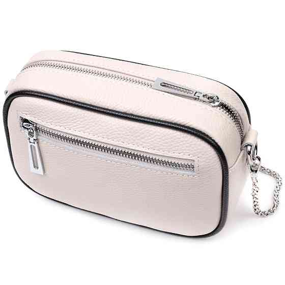 Вечірня жіноча сумка на ланцюжці із натуральної шкіри Vintage 22380 Біла Київ