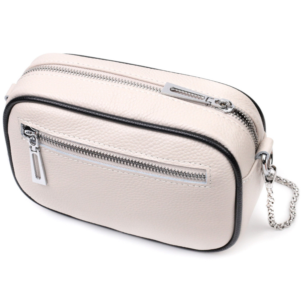 Вечірня жіноча сумка на ланцюжці із натуральної шкіри Vintage 22380 Біла Київ - фото 2