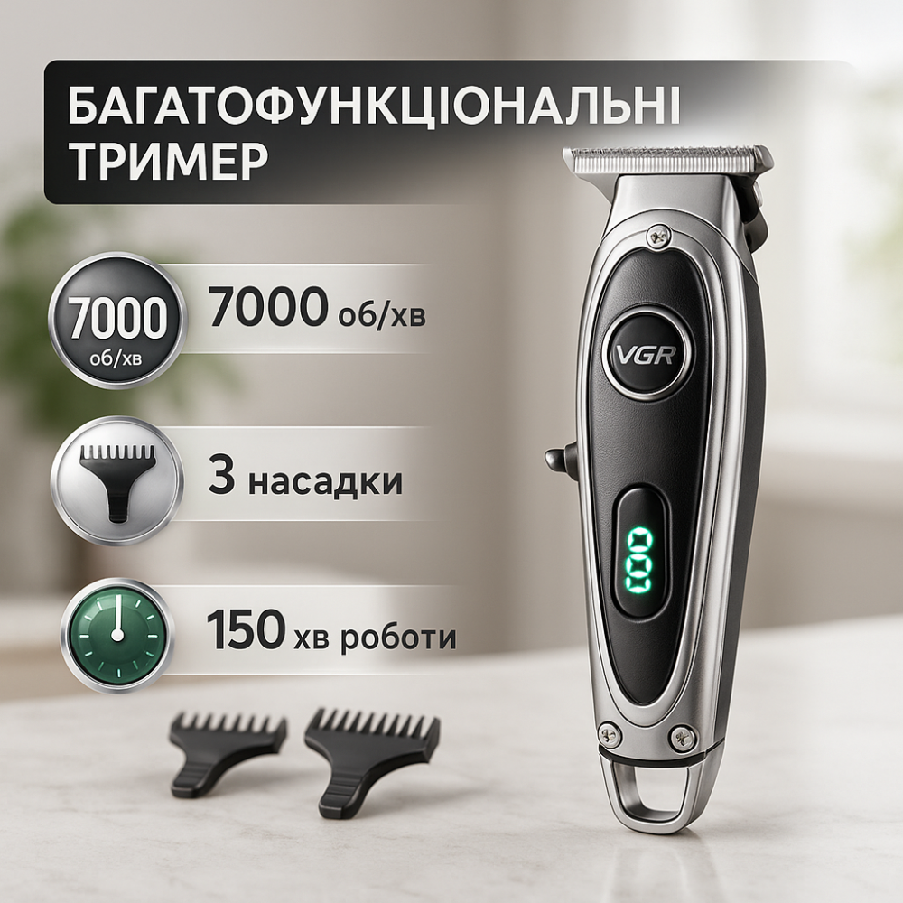Машинка для стрижки на аккумляторная VGR V-263, Многофункциональная аккумуляторная машинка для стрижки JE-94 Львов - изображение 18