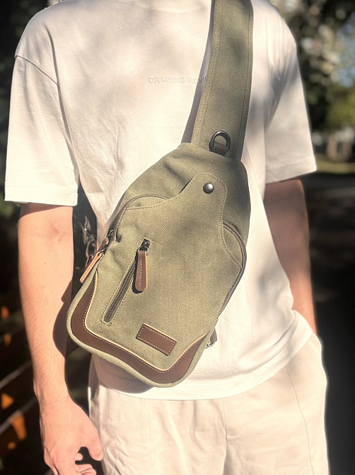 Функціональна чоловіча сумка через плече Vintage 20386 Зелений Київ - фото 2