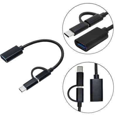 Переходник OTG AC-150 2in1 USB 3.0 - MicroUSB USB Type-C Black XoKo (AC-150-BK) Винница