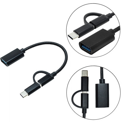 Перехідник OTG AC-150 2in1 USB 3.0 - MicroUSB USB Type-C Black XoKo (AC-150-BK) Вінниця - фото 4