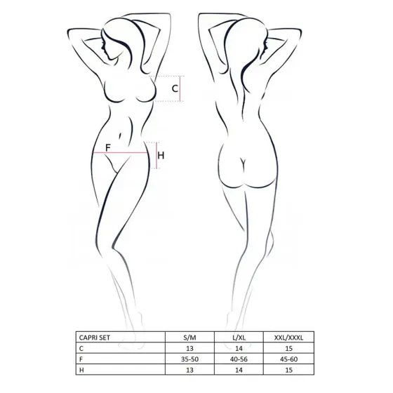 Комплект білизни під латекс Passion CAPRI SET L/XL, black, міні-бікіні, стрінги, пояс для панчох Львів