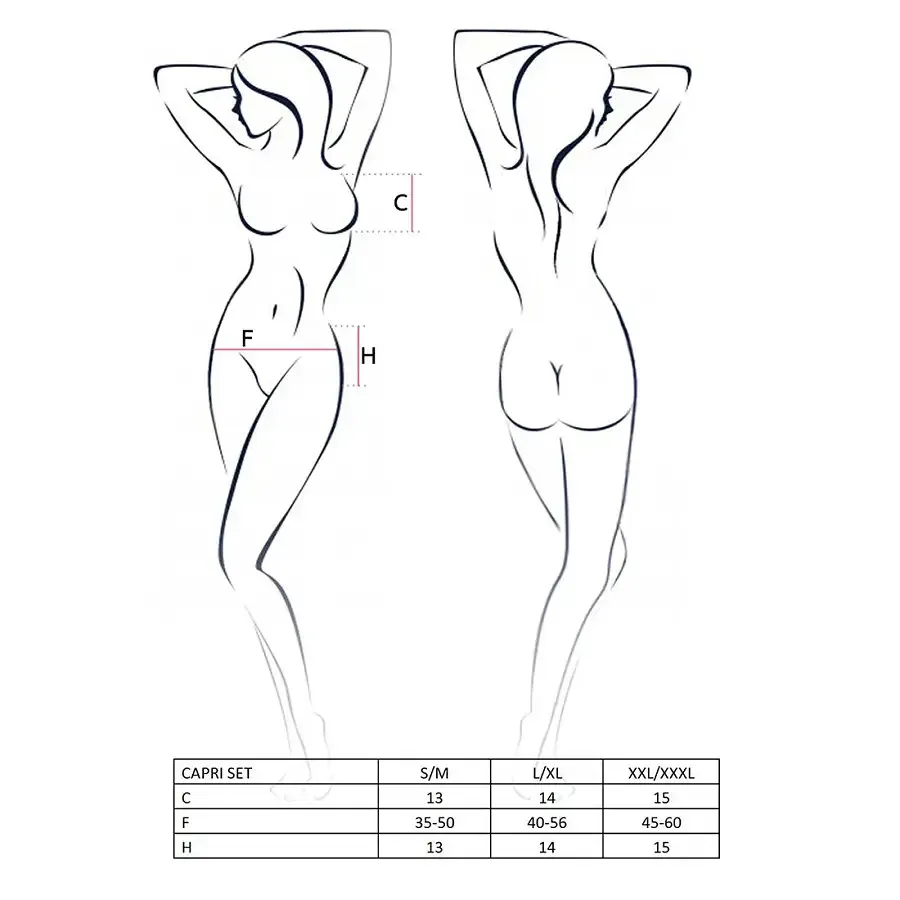 Комплект білизни під латекс Passion CAPRI SET L/XL, black, міні-бікіні, стрінги, пояс для панчох Львів - фото 3