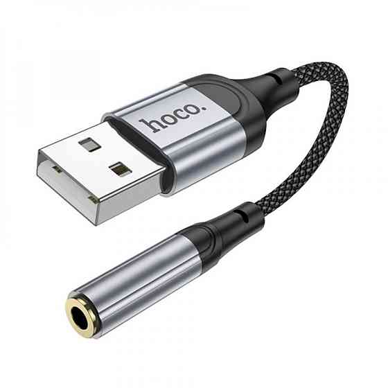 Аудiокабель HOCO LS36 Fresh external sound card USB to 3.5 Black (6942007608879 ) Київ