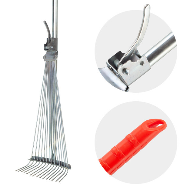 Граблі віялові, 15 прутів, металеве руків'я, регульована ширина 30-50 см INTERTOOL FT-3004 Київ - фото 6