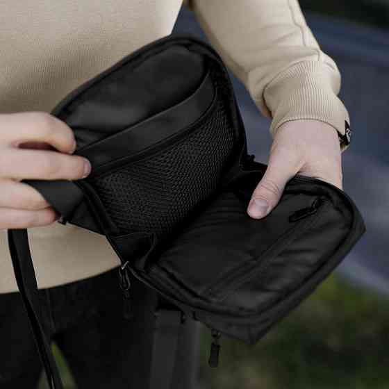 Мужская черная сумка с карманами с застежкой Pobedov Vertical Киев