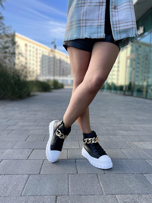 Кеды женские черные эко-шкира высота 11см подошва 4см размеры 37-41 (4758) Коломия - фото 4