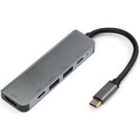 Концентратор Vinga Type-C to 4K HDMI+2*USB3.0+PD+USB-C 3.1 Gen1 aluminum (VCPHTC5AL) Київ - фото 1