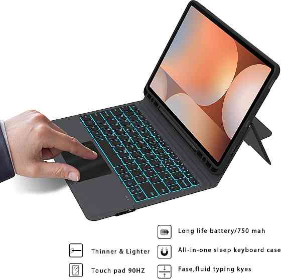 Клавіатура чохол Galaxy Tab S10+/S9+/S9 FE+ 12.4 чорний RGB підсвітка QWERTZ трекпад Bluetooth з тримачем для S Pen захисний кейс Київ