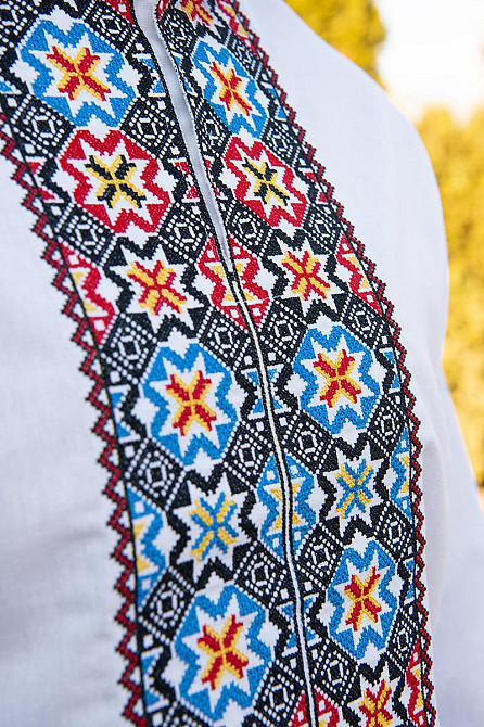 Вышиванка мужская, льняная, с длинным рукавом, белая, лен   , топ Киев - изображение 2